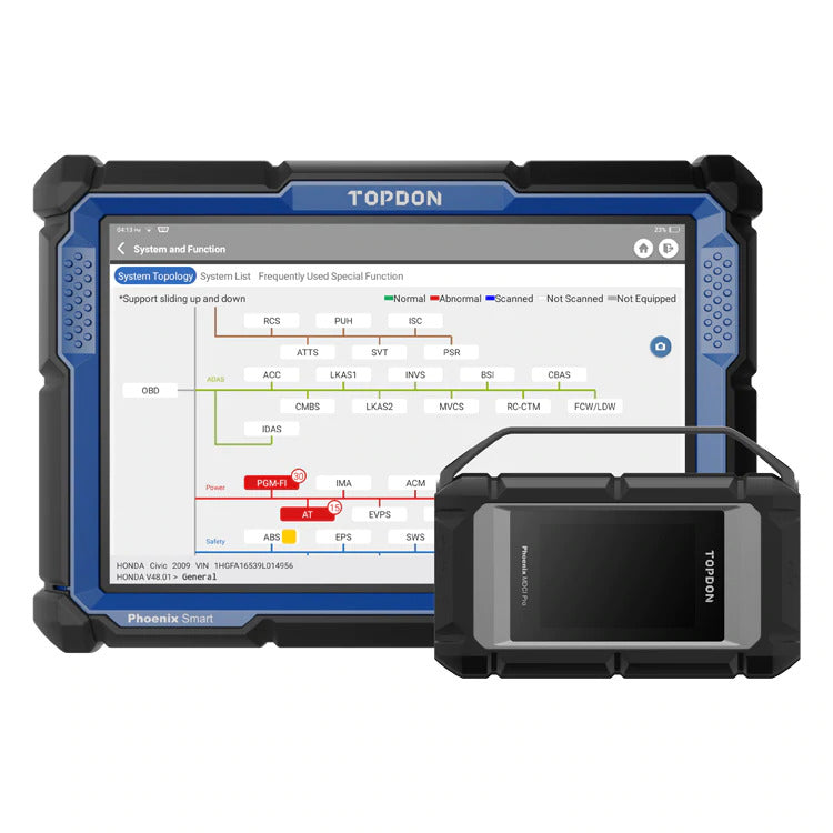 "Vista frontale del dispositivo TOPDON Phoenix Smart"
"Schermata del menu diagnostico TOPDON Phoenix Smart"
"Tecnico che utilizza il dispositivo su un veicolo"
"Accessori forniti con il kit TOPDON Phoenix Smart"
"Confezione originale del prodotto TOPDON Phoenix Smart"